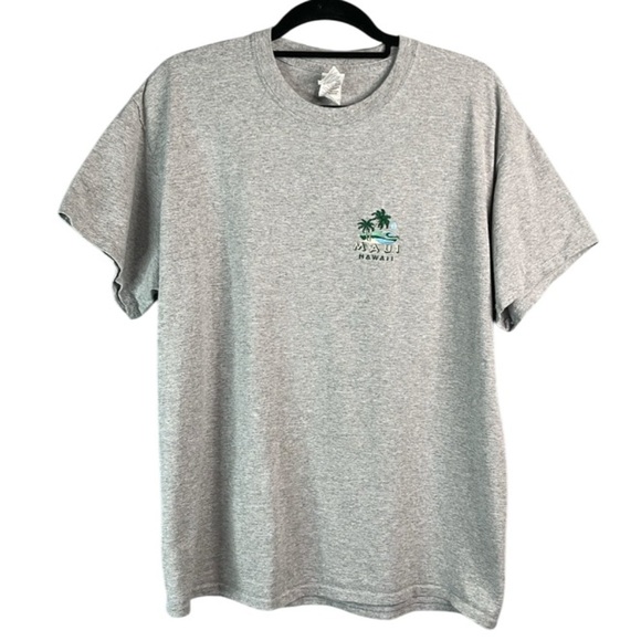 Maui Hawaii Mens Embroidered Grey Crewneck T-Shirt Gildan Ultra Cotton L - Picture 2 of 11